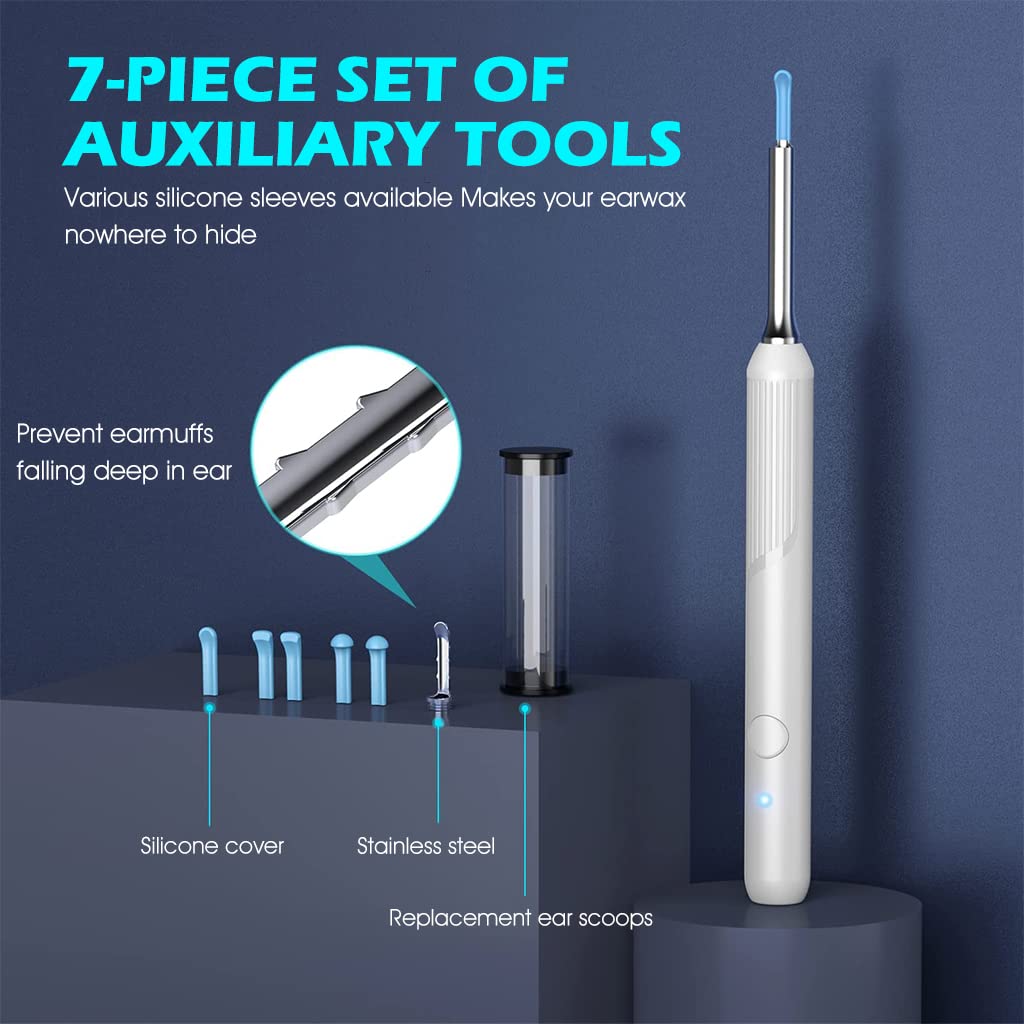 HASTHIP Ear Wax Remover Tool Kit Camera 9 Pcs Ear Cleaner Tool Wireless HD 1080P 3.9mm Ear Wax Cleaner Machine with 6 Led Lights 350 mAh Ear Camera for 5 Spade Ear Cleaner Camera for iOS & Android HASTHIP Ear Wax Remover Tool Kit Camera 9 Pcs Ear Cleaner Tool Wireless HD 1080P 3.9mm Ear Wax Cleaner Machine with 6 Led Lights 350 mAh Ear Camera for 5 Spade Ear Cleaner Camera for iOS & Android